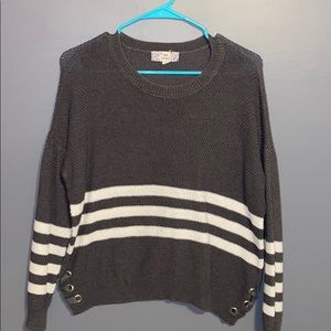 Pink Republic- Grey and White Stripped Sweater